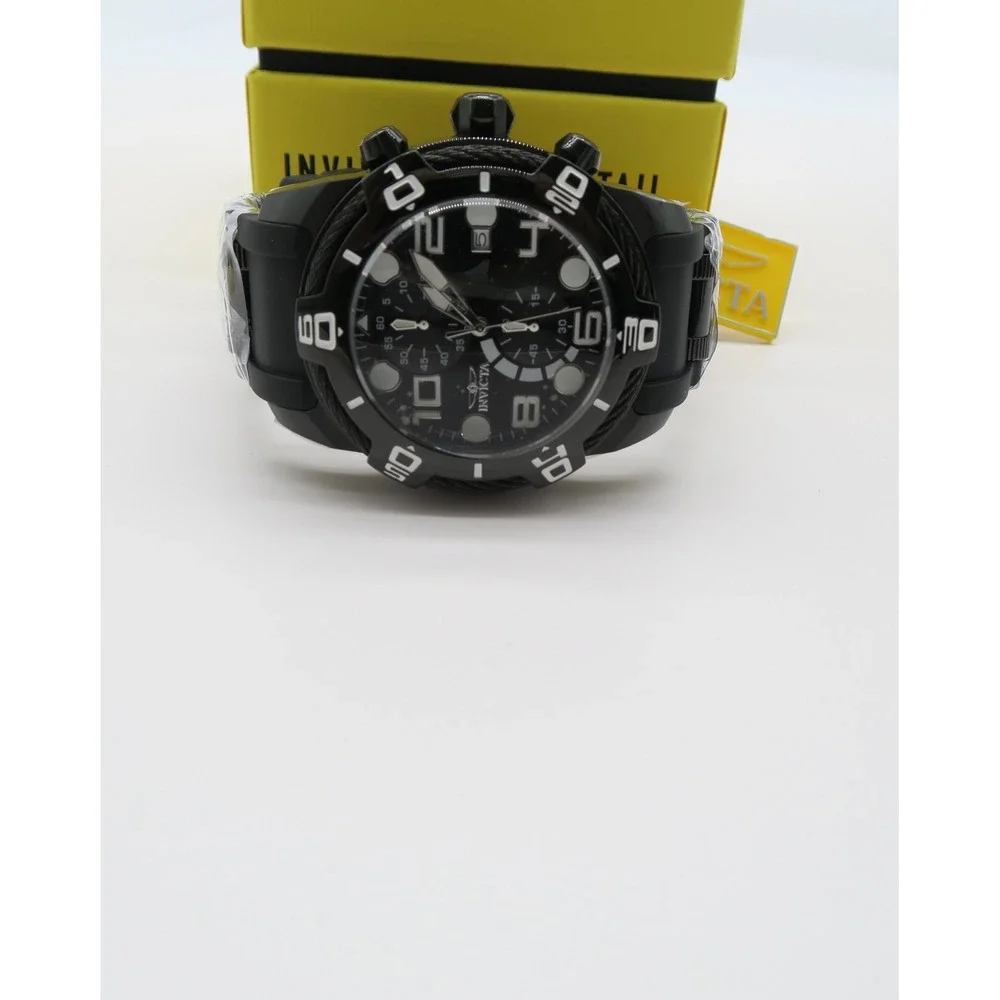 Invicta Bolt Tensile Mens Watch 50mm Black Chronograph Silicone Strap 234823